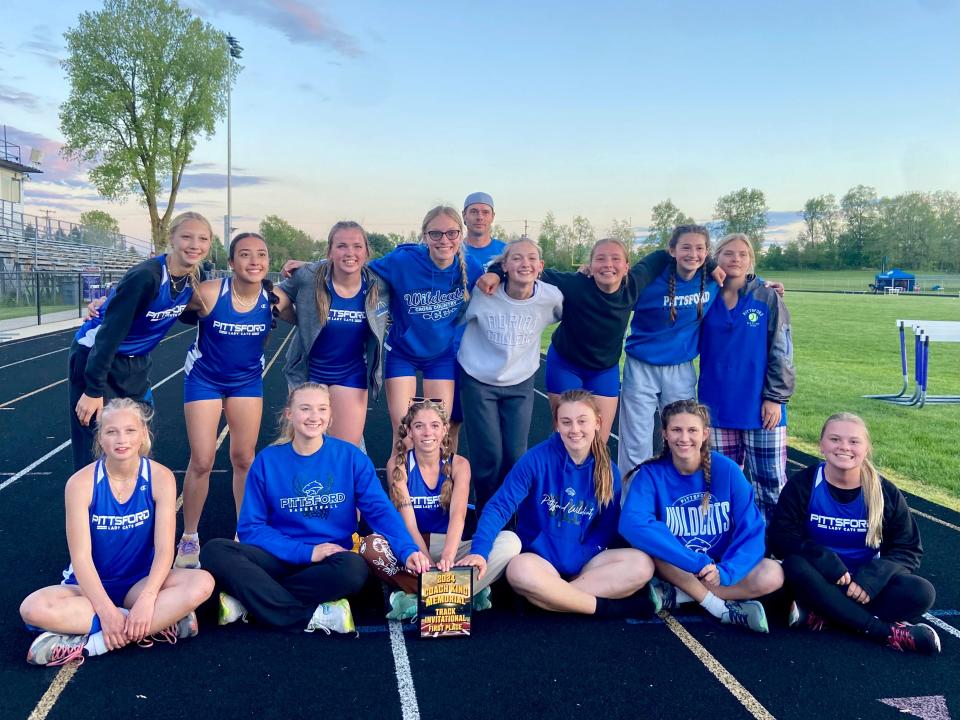 Pittsford girls track brings home the first-place trophy from the Concord Invitational.