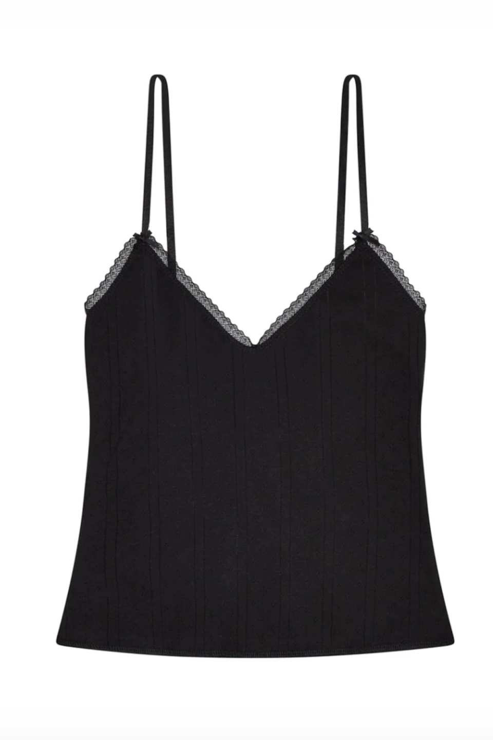 Cou Cou THE LONG CAMI Black | Pointelle