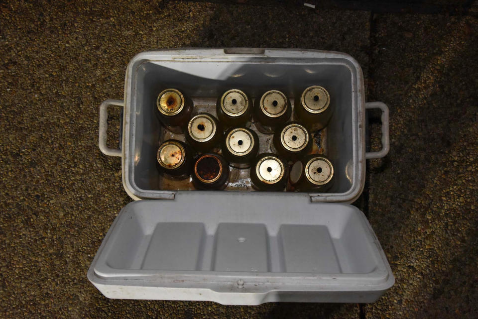 Police determined the jars of liquid found in Lonnie Coffman's truck were Molotov cocktails. (U.S. Capitol Police)