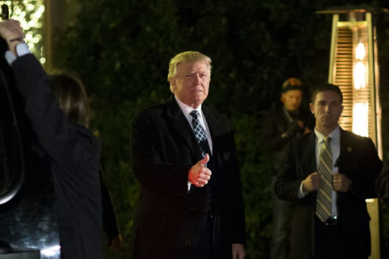 US President-elect Donald Trump arrives to attend a “Villains and Heroes” themed costume party on December 3, 2016