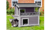 <p>La casa de Gutinneen para gatos es un auténtico palacio, que puedes poner dentro o fuera de tu casa. Es de madera y resistente al agua. Su precio es <a href="https://amzn.to/2YJsTsn" rel="nofollow noopener" target="_blank" data-ylk="slk:US$$109 en Amazon;elm:context_link;itc:0;sec:content-canvas" class="link ">US$$109 en Amazon</a>, y hay otras opciones más pequeñas y económicas.</p> 