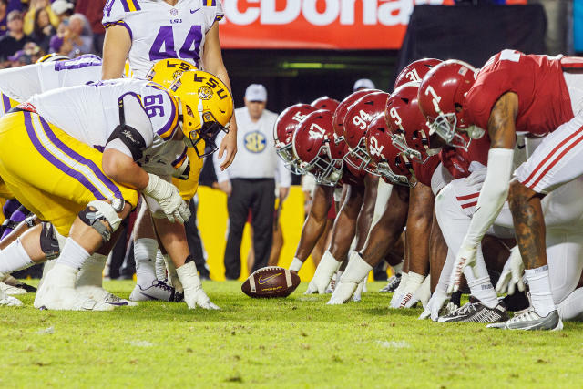 If the SEC sticks with an eight-game conference schedule, matchups like LSU vs. Alabama would only be played every other year. (John Korduner/Icon Sportswire via Getty Images)