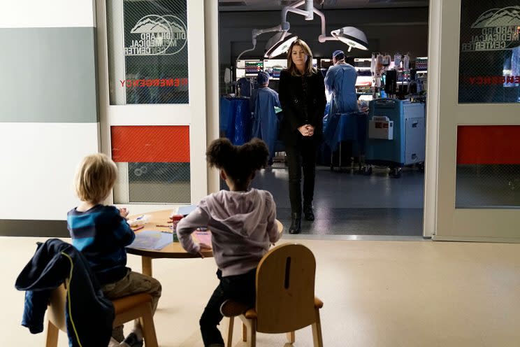 Ellen Pompeo, in a scene from ‘Grey’s Anatomy’ (Photo: Getty Images)ELLEN POMPEOBRODY GOODSTADT, ANIELA GUMBS, ELLEN POMPEO