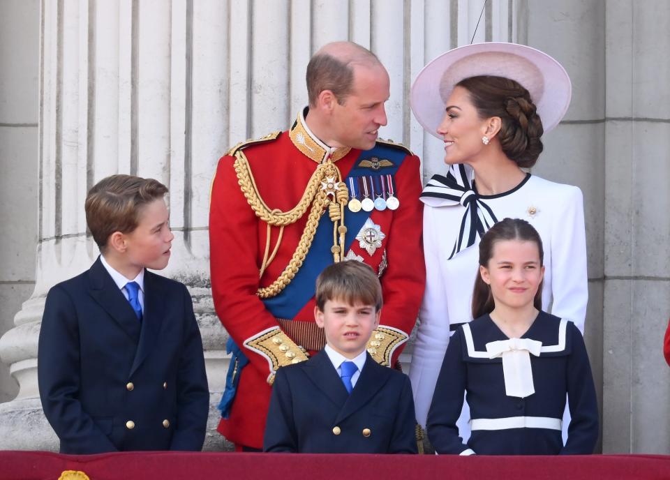 Prince William, Kate Middleton, Prince George, Prince Louis, and Princess Charlotte attend Trooping the Colour 2024.