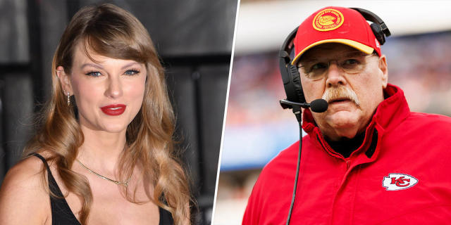 Travis Kelce explains the viral photo of Taylor Swift and Chiefs coach Andy  Reid pointing at each other
