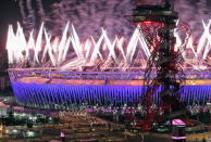 LONDON, ENGLAND - SEPTEMBER 09: Fireworks illuminate the sky above the Olympic Park after the Closing Ceremony of the London 2012 Paralympic Games at the Olympic Stadium on September 9, 2012 in London, England. (Photo by Dan Kitwood/Getty Images)