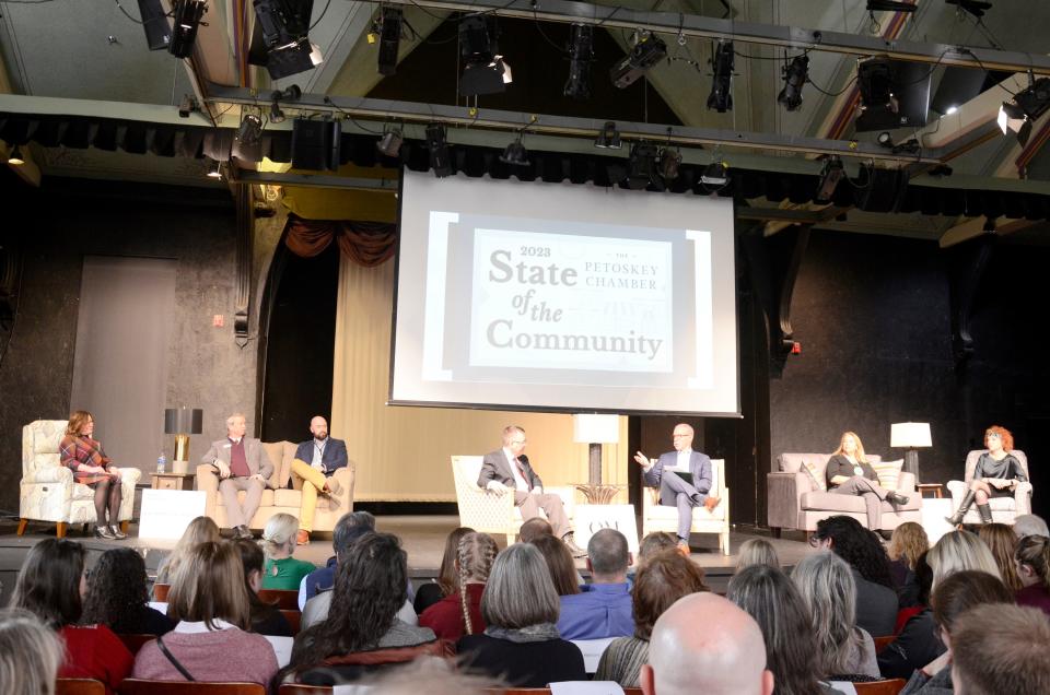 Presenters take the stage on Friday, Feb. 3, 2023 during the Petoskey State of the Community at the Crooked Tree Arts Center.