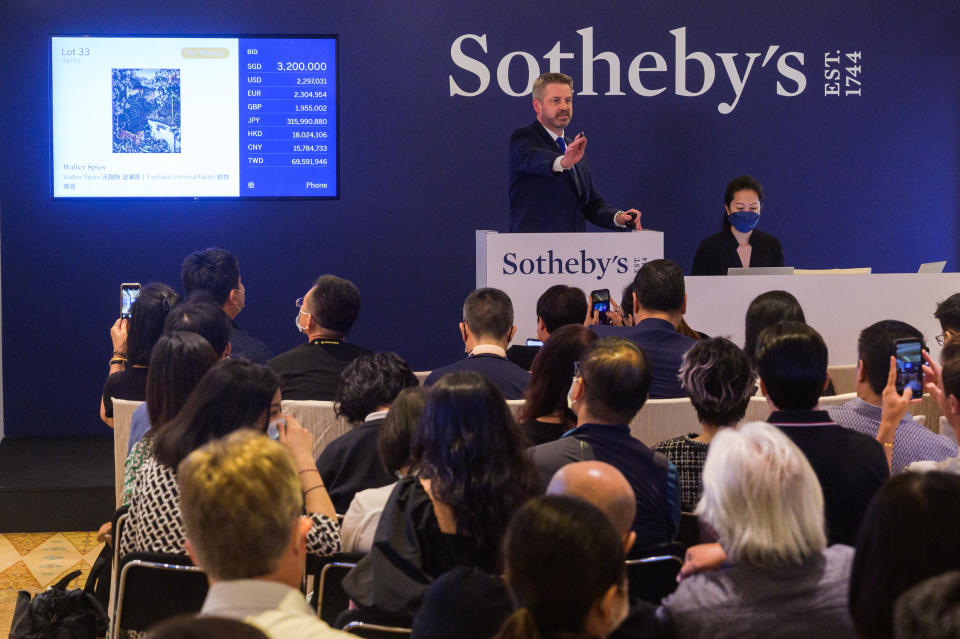 Sotheby’s said it sold art works worth nearly S$24.5 million in its first auction in Singapore in 15 years.