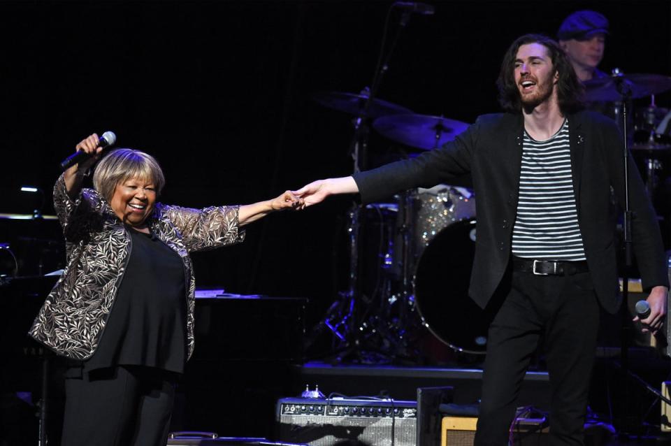 Hozier performing with Mavis Staples at the Third Annual Love Rocks NYC Benefit Concert, 2019 (Getty Images for Godâ€™s Love we D)