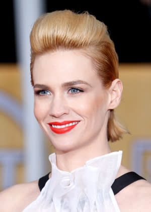 <p>January Jones recently showed up to the SAG awards with this unfortunate David Bowie hairdo. She later revealed that her hair is beginning to fall out so hopefully this was some kind of cunning plan to disguise that.</p>