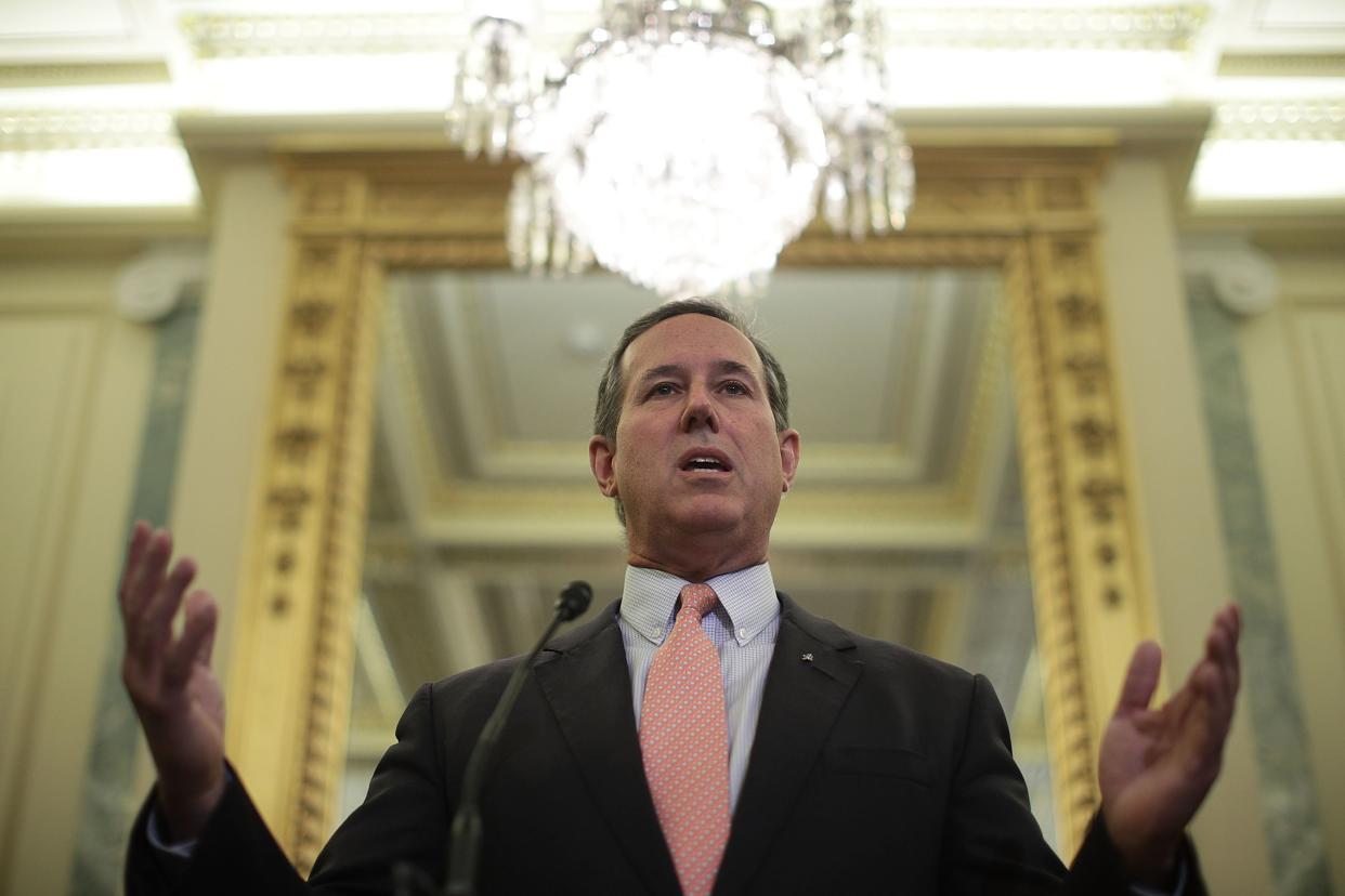 <p>Former U.S. Sen. Rick Santorum (R-PA) speaks during a news conference on health care September 13, 2017 on Capitol Hill in Washington, DC. </p> (Photo by Alex Wong/Getty Images)