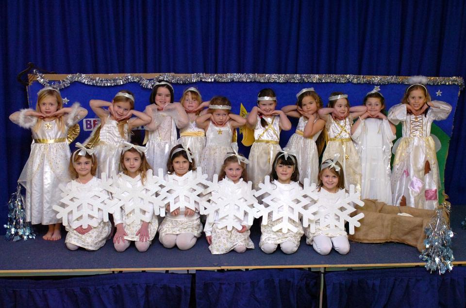 Pupils dress as angels and snowflakes for the school's 2012 nativity play. (Photo: TY)