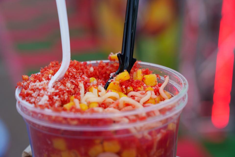 The Corn Shack's Hot Cheeto ramen, sold at the Arizona State Fair on Sept. 22, 2023, in Phoenix.