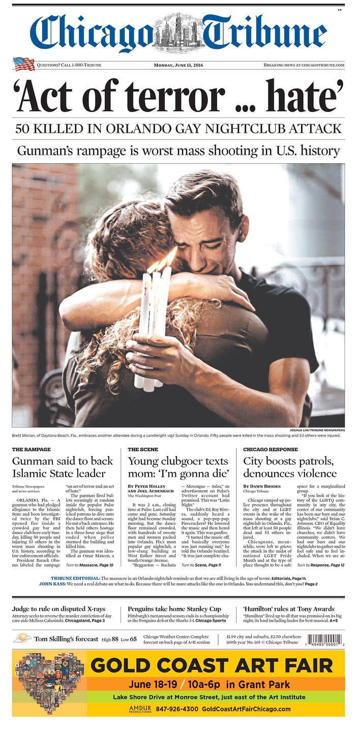 <p>Chicago Tribune<br> Published in Chicago, Ill. USA. (newseum.org) </p>