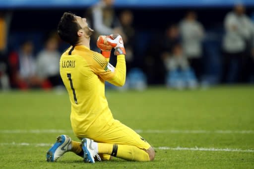 France goalkeeper Hugo Lloris celebrates victory against Belgium in the World Cup semi-final