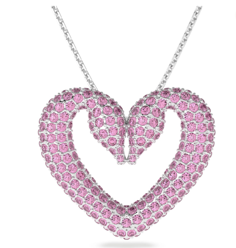 Una Pendant Heart, medium, rhodium-plated. PHOTO: Swarovski