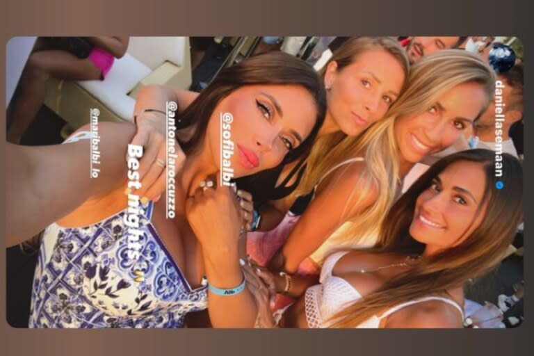 Antonela Roccuzzo junto a sus amigas mientras disfrutaban de una tarde de música