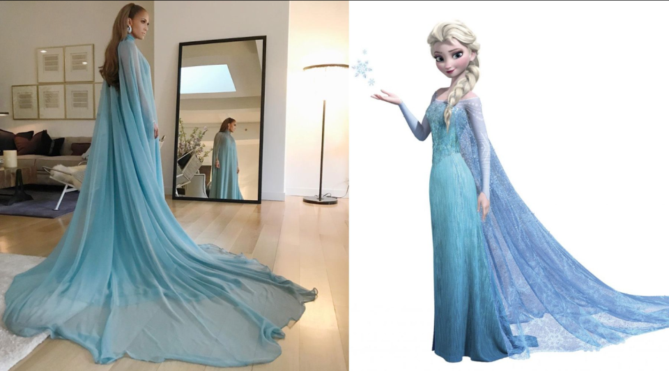Das Outfit der Sängerin erinnert an das Kleid von Disney-Prinzessin Elsa. (Bild: Screenshot Cosmopolitan.com)