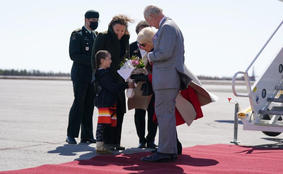 The Prince of Wales and Duchess of Cornwall arrive in Yellowknife, during their three-day trip to Canada to mark the Queen’s Platinum Jubilee. Picture date: Thursday May 19, 2022. (PA Wire)