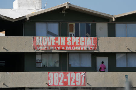 An old apartment building supplying low rent housing is seen in Las Vegas, Nevada, U.S., August 27, 2018. Picture taken August 27, 2018. REUTERS/Mike Blake