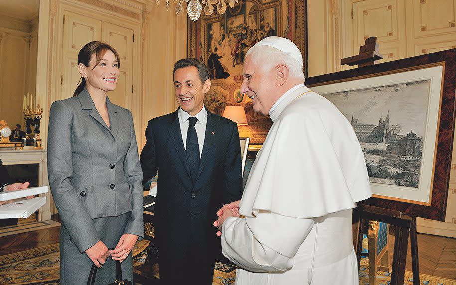 Welcoming a visiting Pope Benedict XVI in 2008 - Getty Images