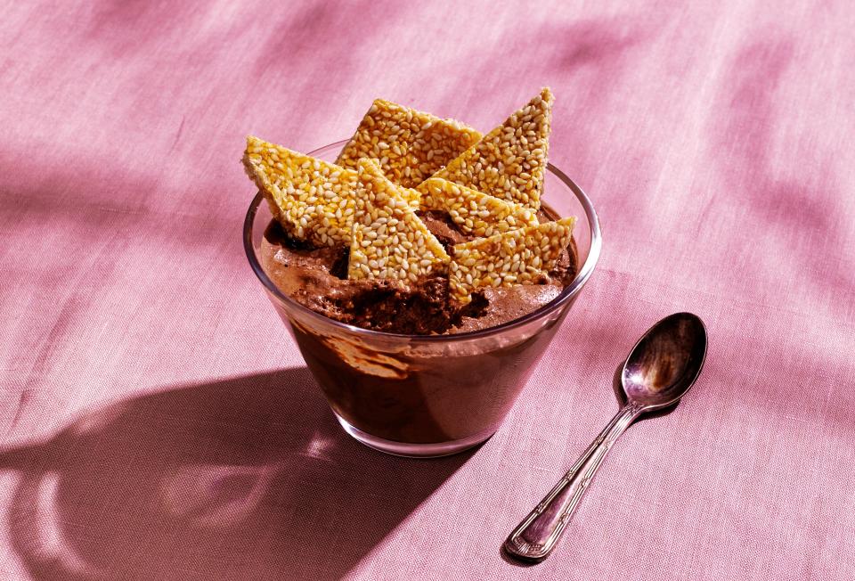 Vegan Chocolate Mousse With Sesame Brittle