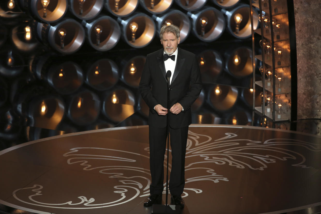 THE OSCARS(r) - THEATRE - The Academy Awards(r) for outstanding film achievements of 2013 will be presented on Oscar Sunday, MARCH 2 (8:30 p.m. - 12:00 a.m., ET/5:30-9:00 p.m., PT), at the Dolby Theatre(r) at Hollywood & Highland Center(r) and televised live on the Walt Disney Television via Getty Images Television Network.  ((Photo by Adam Taylor/Walt Disney Television via Getty Images)
HARRISON FORD