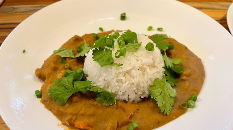 Rice dome on beans