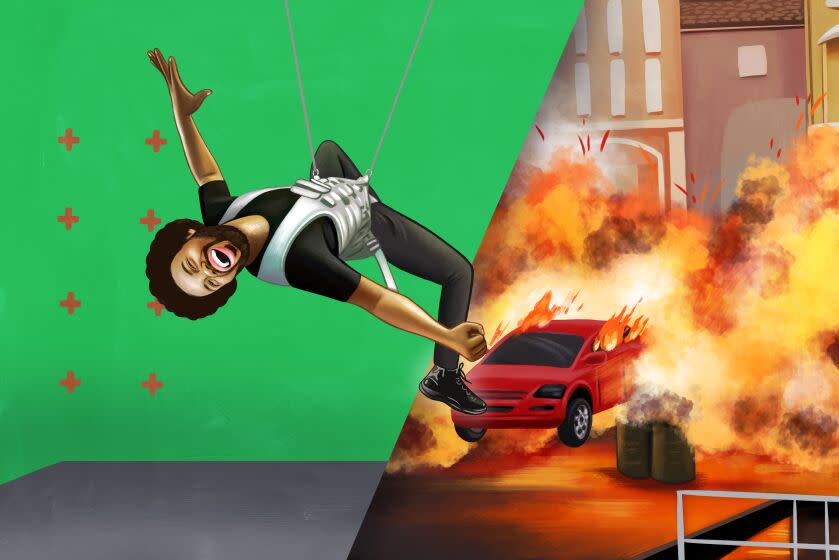 Illustration for a story about how to be a stunt man in Hollywood.