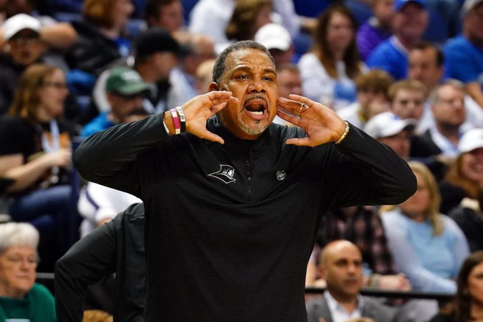 Providence Friars head coach Ed Cooley reacts in the first half against Kentucky during the NCAA Tournament at Greensboro Coliseum in North Carolina.