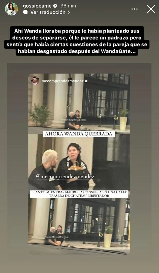 La foto del momento en el que Wanda Nara le habría pedido la separación a Mauro Icardi (Foto: Instagram @gossipeame)