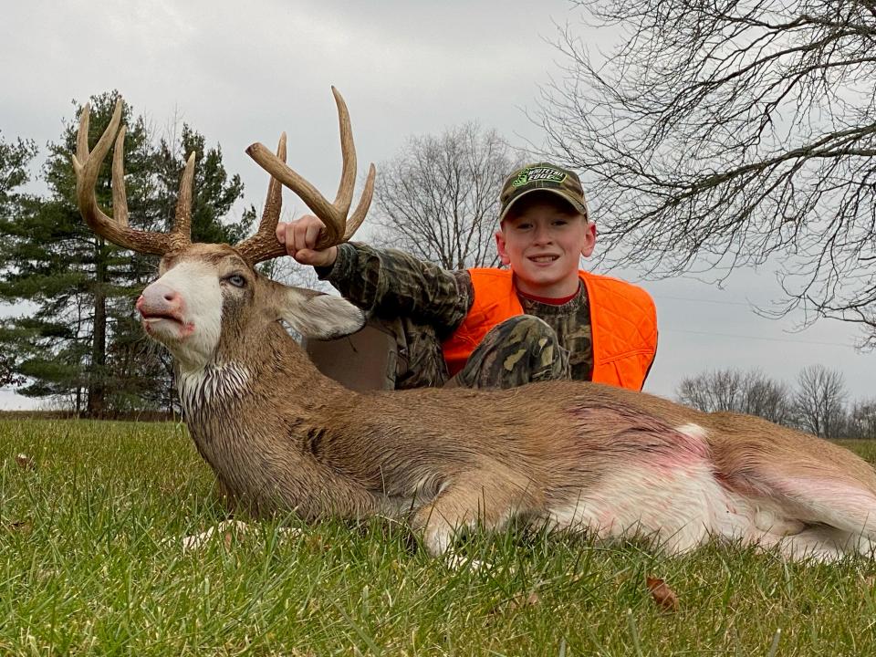 Logan Horn, 13, of Millersburg, had been watching this deer, that he named White Face, for three years, and hunting it for two, and he finally harvested it on the last day of Ohio’s deer-gun season.