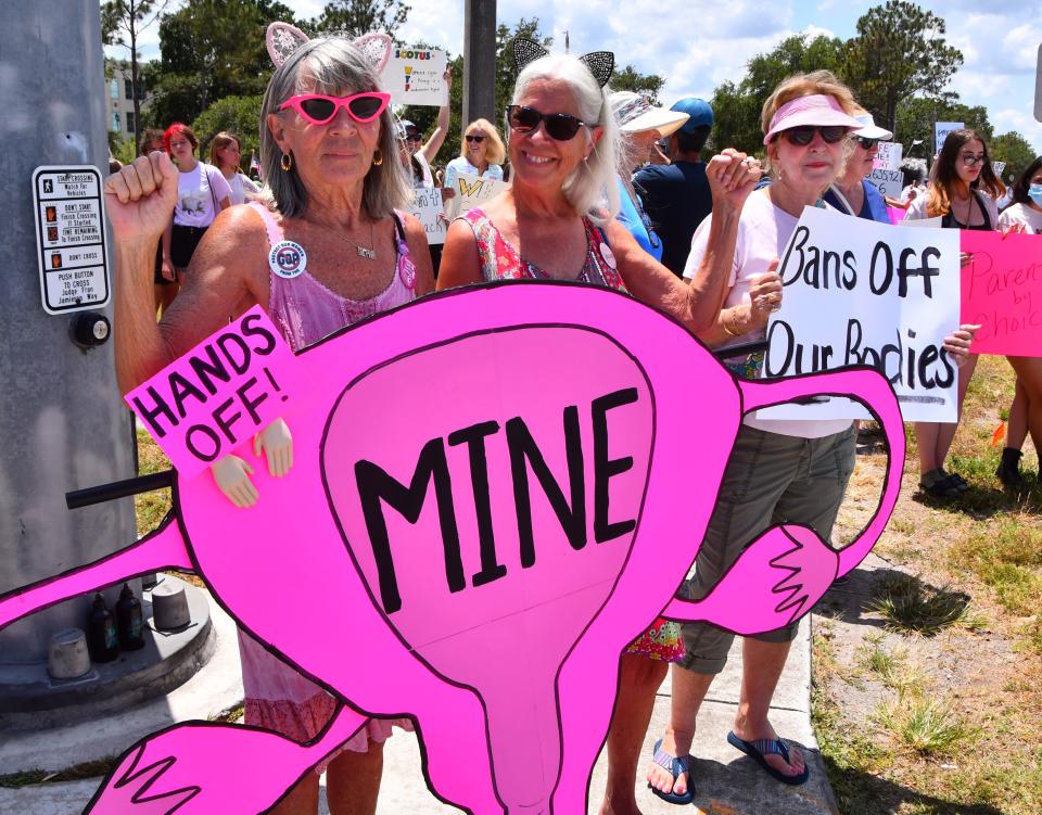 Hundreds of pro-abortion rights protesters showed up at the Moore Justice Center in Viera for a July 12, 2022, "Bans off Our Bodies" protest.