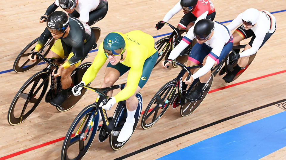 Matthew Glaetzer and Mohd Azizulhasni Awang, pictured here in action during the kierin final at the Olympics.