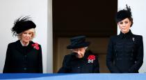 <p>Camilla and Kate stood alongside the Queen at the annual Remembrance Sunday Cenotaph service.</p>