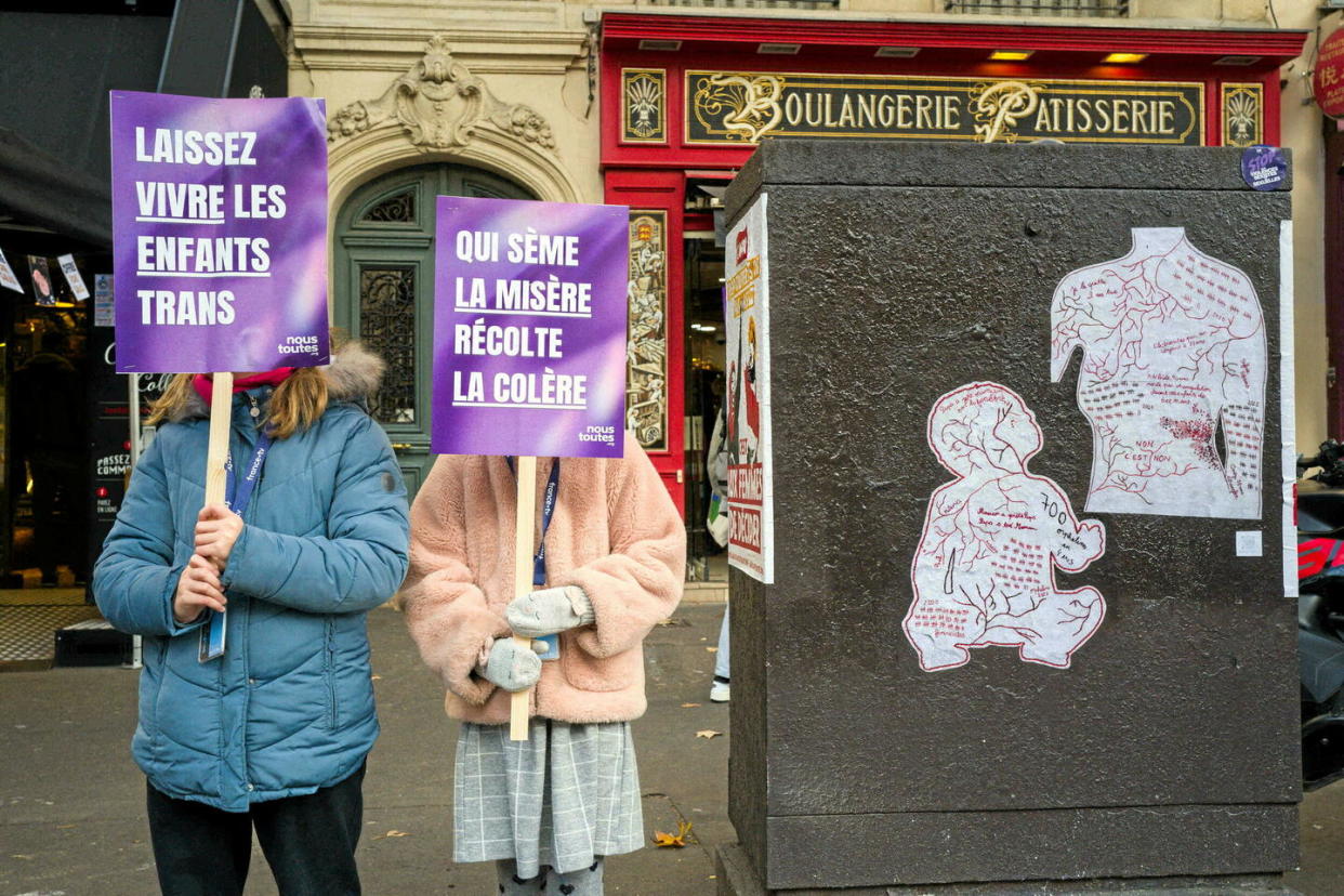 Lors d'une journée internationale contre la violence à l'égard des femmes, à Paris, le 25 novembre 2023.   - Credit:Patricia Huchot-Boissier/Abaca