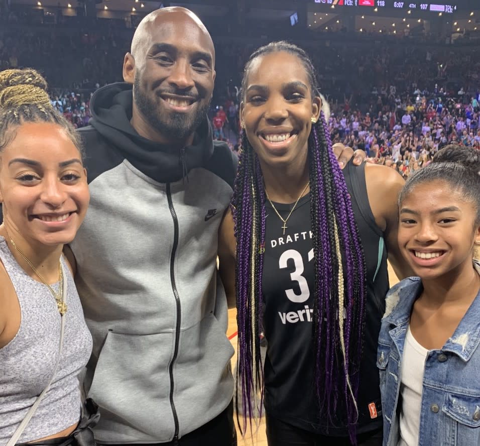 WNBA player Bria Hartley, Kobe Bryant, Reshanda Gray and Gianna Bryant pose for a photo at 2019 WNBA All-Star Weekend. (Photo courtesy of Reshanda Gray) 