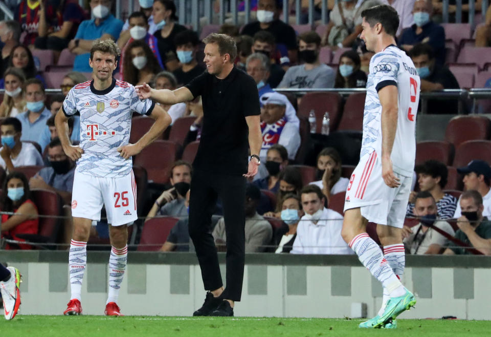 Julian Nagelsman during the match between FC Barcelona and FC Bayern Munich, corresponding to the week 1 of the group A of the UEFA Champions League, played at the Camp Nou Stadium, on 14th September 2021, in Barcelona, Spain. 
 -- (Photo by Urbanandsport/NurPhoto via Getty Images)