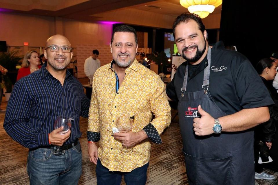 Photo Gallery of Easterseals South Florida's 33rd Annual Festival of Chefs - From left: David Sanchez, Rick Delgado, Chef Gio Fernandez and El Rey de la Paella