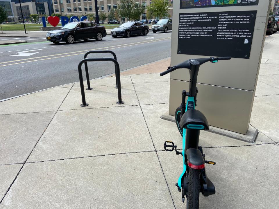 E-bikes and scooters for rent are easy to use and popular, especially with people who are downtown and don't have access to a car.