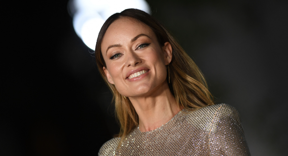 Olivia Wilde opted for a sheer, sparkly dress to attend the Annual Academy Museum Gala in Los Angeles. (Getty Images)