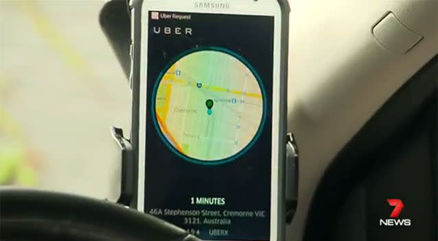 A Melbourne driver has has been banned from working for ride share service Uber after his offensive rant was recorded by a passenger. Picture: 7 News