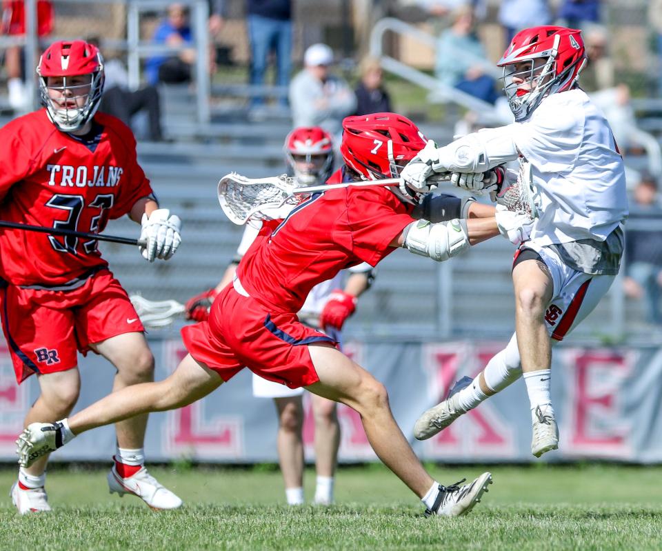 Silver Lake's Brandon Cavicchi fires a shot during a game against Bridgewater-Raynham on Wednesday, May 25, 2022.