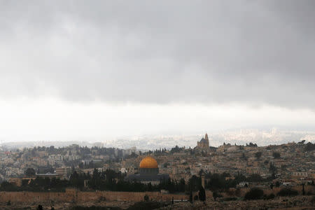 A general view of Jerusalem shows the Dome of the Rock, located in Jerusalem's Old City on the compound known to Muslims as Noble Sanctuary and to Jews as Temple Mount, December 6, 2017. REUTERS/Ammar Awad