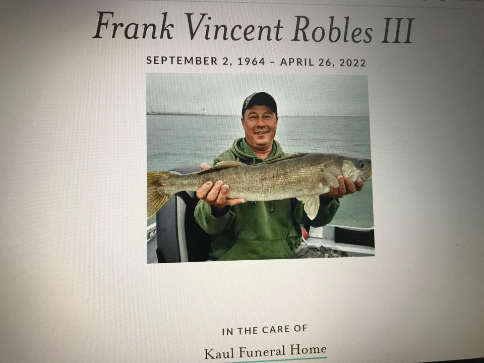 A screenshot taken April 29, 2022 of the online obituary for Frank Robles, 57, of Roseville, who was fatally shot by police in Roseville on April 26, 2022.