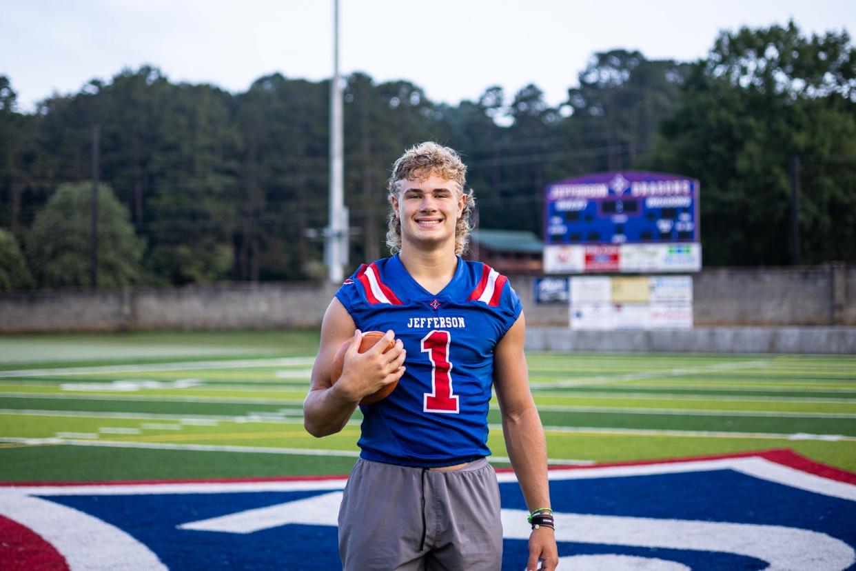 Jefferson (Ga.) High School linebacker Sammy Brown poses for a portrait last summer.