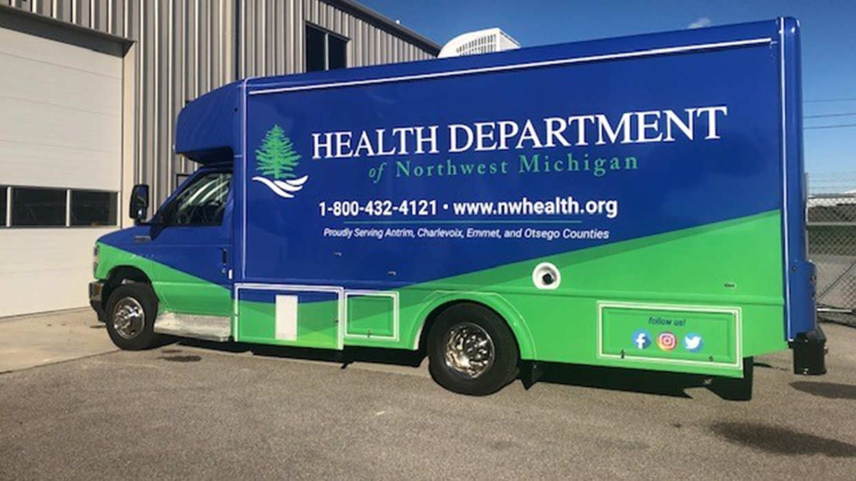 The Health Department of Northwest Michigan mobile clinic distributed free at-home test kits for COVID-19 in Gaylord this week.