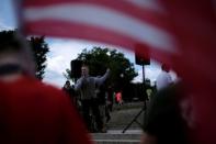 Nathan Damigo speaks to self-proclaimed White Nationalists and members of the "Alt-Right" gathered for what they called a "Freedom of Speech" rally at the Lincoln Memorial in Washington, U.S. June 25, 2017. REUTERS/James Lawler Duggan