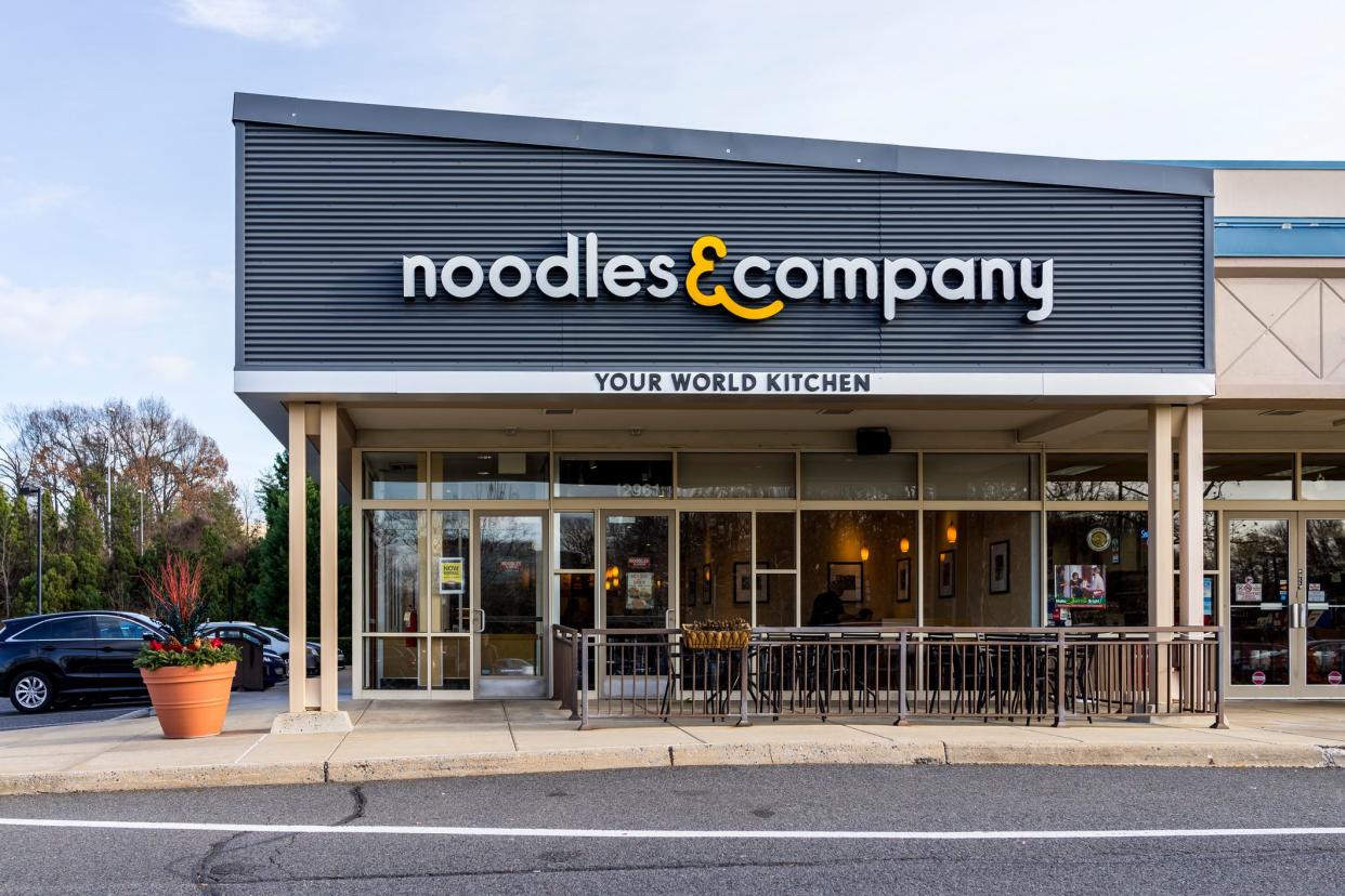 Fairfax, United States - December 3, 2016: Noodles & Company World Kitchen store facade in Virginia