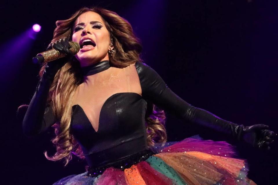 Gloria Trevi durante su concierto 'Mi Soundtrack World Tour 2024', el 24 de mayo en el Save Mart Center de Fresno.